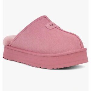 UGG 'Discoquette' Suede/UGG Plush Slide Slipper, Dusty Orchid